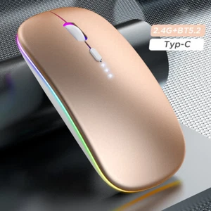 For iOS Windows Android Rechargeable Bluetooth Wireless mouse Rainbow Backlight - Picture 1 of 12