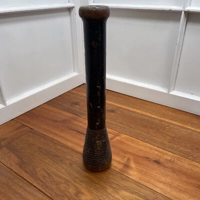 Antique Wooden Rustic Bobbin Beehive Spindle Industrial Primative Black - Image 1 of 4