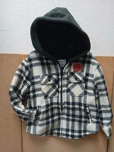 Distortion Toddler Boys Soft Fleece Zip-Up Hoodie Jacket Black Plaid Choose Size - Picture 1 of 3