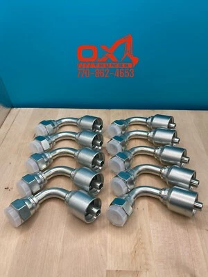 10 Parker Style 13943-8-6 液压软管压接接头 3/8 英寸软管 X 1/2 英寸 FJIC 90 — 第 1/4 张图片