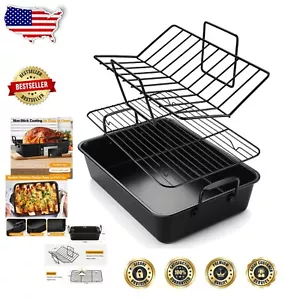 Lightweight Carbon Steel Roasting Pan Set of 3 with Non-Stick Coating - Black - Picture 1 of 10