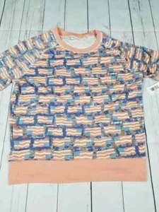 LuLaRoe Jane Kurzarm Sweatshirt, Größe Large (Neu mit Etikett patriotische Flaggen rosa blau) - Bild 1 von 4