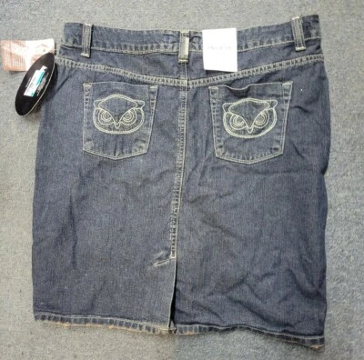 Paul & Joe Mujer Azul Denim Jean Falda Talla 15 Bordada Búho en Bolsillo NUEVO Foto 1 de 4