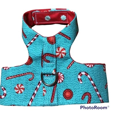 Chaleco arnés para perro hecho a mano bastón de caramelo de Navidad rojo agua S 2597 Foto 1 de 2