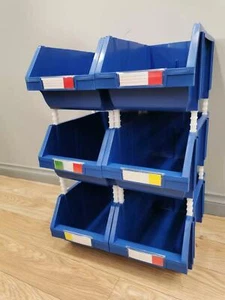 Large Blue Stackable Plastic Storage Bins Stacking Parts Boxes PK008 / PK010 - B - Picture 1 of 12