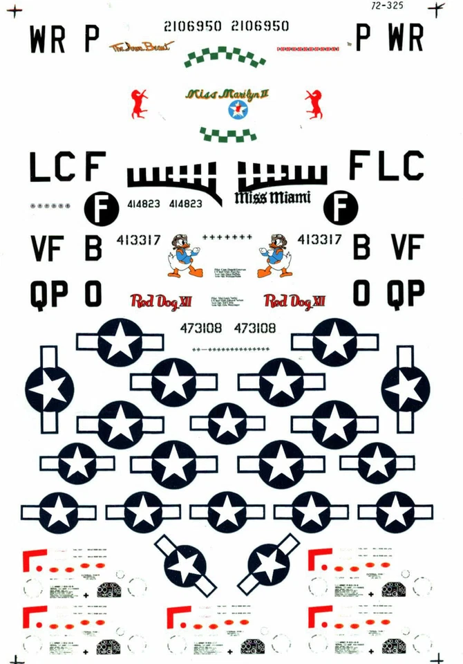CALCOMANÍAS A MICROESCALA #72-326 SEGUNDA GUERRA MUNDIAL NORTEAMERICANA P-51B/D MUSTANG FG USAAF PODEROSO OCTAVO Foto 1 de 1