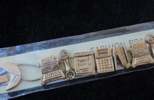 Vintage Charm Armband Sekretärin Rezeptionistin Doppelkette Kostüm Schmuck - Bild 1 von 6