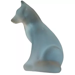 Opal Clear Dog Frosted Solid Hand Blown ART Glass White Figurine Collectable - Picture 1 of 9