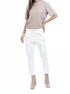 $295 PINKO Women's NWT S M L Ivory Cargo Zipped Cuffs High Waist Cropped Pants - Picture 1 of 12