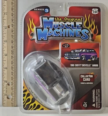 Chevy Chevelle Wagon 1965 serie 3 autos originales Muscle Machines púrpura 1:64 Foto 1 de 4