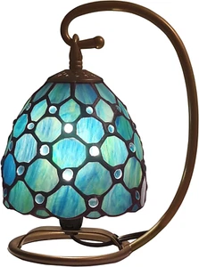 Small Tiffany Lamp Stained Glass Table Lamp 8X6X10 Inch Mini Accent Memory Sympa - Picture 1 of 8