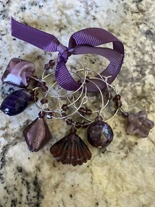 HAPPY HOUR LADIES GIRLS PARTY PURPLE SHAPES Wine Glass Charm Set Of 6, - Picture 1 of 5