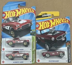 2023 Hot Wheels (2) 62 Corvette Gasser 174/250 HW 3/5 & Volvo P1800 Gasser 1/250 - Picture 1 of 1