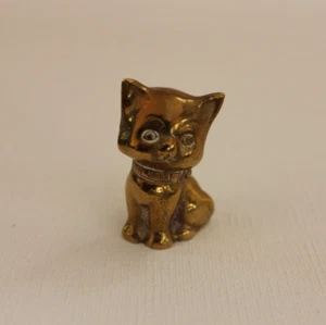Gato animal figura latón 77g gato macizo escultura estatua set box vintage 8 - Imagen 1 de 6