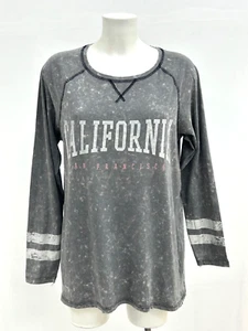 Ex Love Yours California Grey Long Sleeve Cotton T-Shirt Plus Sizes 16 to 40 - Picture 1 of 7