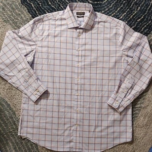 Lauren Ralph Lauren Black Label Men's Long Sleeve Shirt Grid Blue Sz 18 Tall Fit - Picture 1 of 8