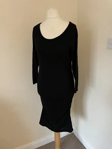 H&M mamma E maternity Fine knitted stripes midi length dress size medium 12 - Picture 1 of 4