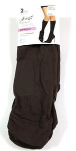 HANES Comfort Flex Band Knee Hi Socks 2 Pr Size 1 Opaque Coffee Nylon Retail $10 - Picture 1 of 2