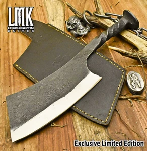 LMK Handmade Clever Chopper Axe Knife AUS-8 Steel Carbon Engraving Sports - Picture 1 of 7