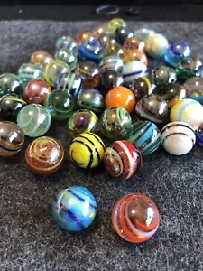 MODERN GLASS 16mm MARBLES HANDMADE PONTIL SPIRAL Lot Of 50 NM/M - Picture 1 of 6