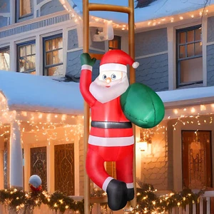 244 CM Weihnachten Aufblasbarer Deko Weihnachtsmann mit Roten Handschuhen LED - Bild 1 von 6