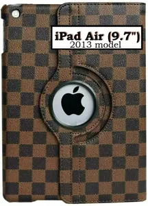 Apple iPad Air (9.7" inch - 2013) Brown Squared Rotating Stand Cover Case Pouch - Picture 1 of 5