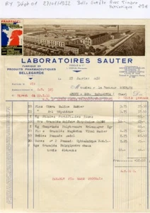 Dépt 01 - Bellegarde - Belle Entête avec Timbre Patriotique Pharmacie de 1932 - Bild 1 von 1