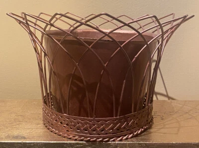 Copper Plated Metal Flower Vase With Holder - Image 1 of 4