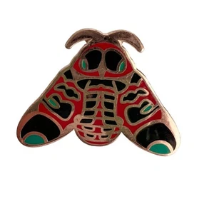 Rose Gold Tone Metal & Enamel Multicolor Moth Pin - Picture 1 of 5
