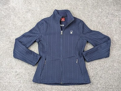 Chaqueta Spyder Mujer Azul Medio Cremallera Completa Tejido Suéter Polar Invierno 3677 F11 Foto 1 de 4