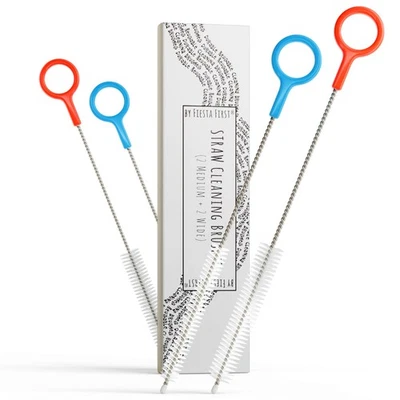 Juego de 4 cepillos de limpieza de alta resistencia Buenalife - limpiadores de pajitas extra largos para... Foto 1 de 4