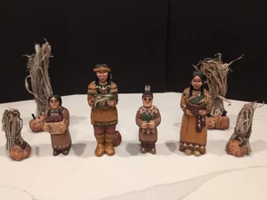VTG Midwest Cannon Falls Native American Thanksgiving Indian Folk Art Set  - Picture 1 of 16