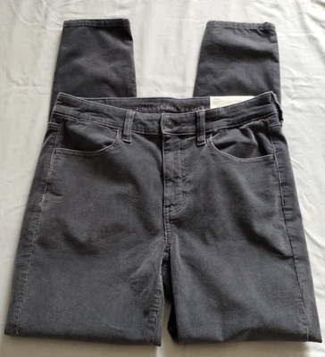 Pantalones de pana AMERICAN EAGLE gris medio "High Rise JEGGING" talla 8 (28 pulgadas) Foto 1 de 4