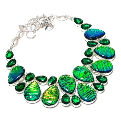 Ammolith Chromdiopsid Edelstein Halskette verstellbar Kette Schmuck 18 Zoll B... - Bild 1 von 4