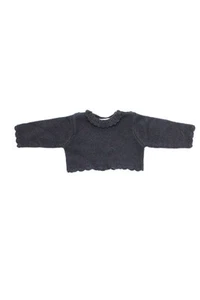 Bonpoint Girls Long Sleeve Crew Neck Scalloped Cropped Sweater Navy Blue Size 12 - Picture 1 of 3