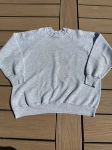 Fruit of the Loom Sweatshirt Blank Gray Raglan LARGE USA Vintage 90s EUC - Picture 1 of 5