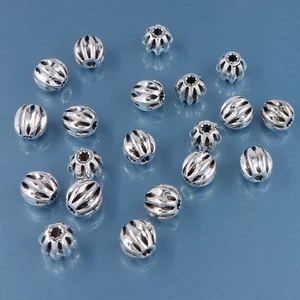 20 espaciadores de cuentas redondas acanaladas de calabaza de plata esterlina oxidada 5 mm #33871 W - Imagen 1 de 3