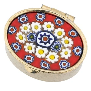 Glass OfVenice Murano Glas kleine Millefiori Pillendose - oval - Bild 1 von 4