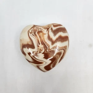 Brown Swirl Colored Heart Shaped Trinket Box Alaska Clay Signed By Rosa READ - Picture 1 of 9