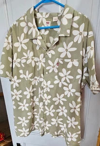 VTG Levis HAWAIIAN Floral green/White Shirt Red Tab Button Men XXL EUC - Picture 1 of 3