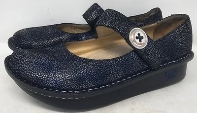 Zueco de enfermera Alegria Paloma azul guijarro negro talla EU 38 Mary Jane cuero cómodo Foto 1 de 4