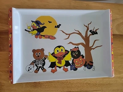VTG Halloween Tray Melamine Wares Spooky Hallow Costumed Robbie Duckie & friends - Image 1 of 3