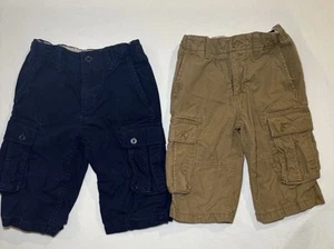 Gap Kids Cargo Shorts Brown Blue Size 10 Reg Boys Adjustable Waist Lot of 2 - Picture 1 of 6