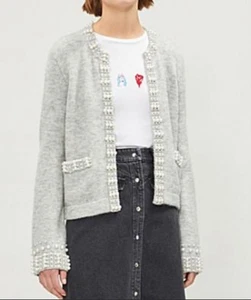Neu mit Etikett Maje Pearl Wollpullover Strickjacke grau Gr.3 US8 Brustumfang40 - Bild 1 von 8