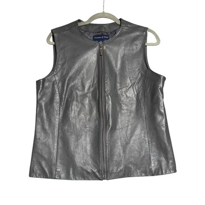 Chaleco de cuero Preston & York con cremallera para mujer 12 gris carrera minimalista negocios Foto 1 de 4