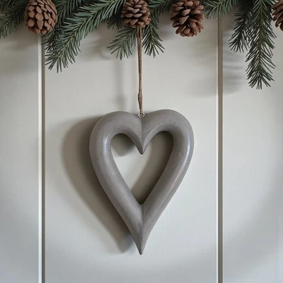 Corazón colgante gris Shabby Chic gordito Foto 1 de 3