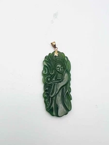 Green/Gold Carved Jadeite Jewelry Pendant - Picture 1 of 4