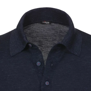 NWT $1700 KITON Blue Melange Silk, Cashmere, Linen Polo Shirt ITALY XL - Picture 1 of 2