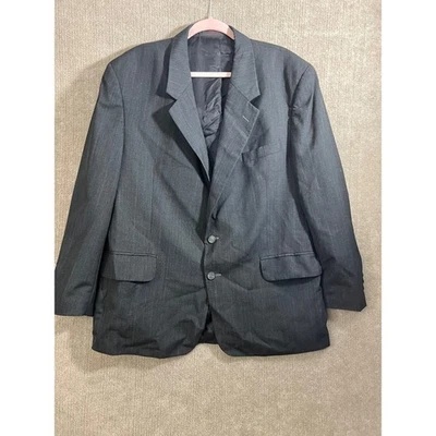 Savile Row Mens Gray Pinstripe 44R Two Button Blazer Business Career Jacket - Image 1 of 4