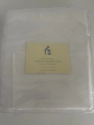 2 forros de canasta Pottery Barn Kids festoneados Sabrina extra grandes XL blancos retirados Foto 1 de 4